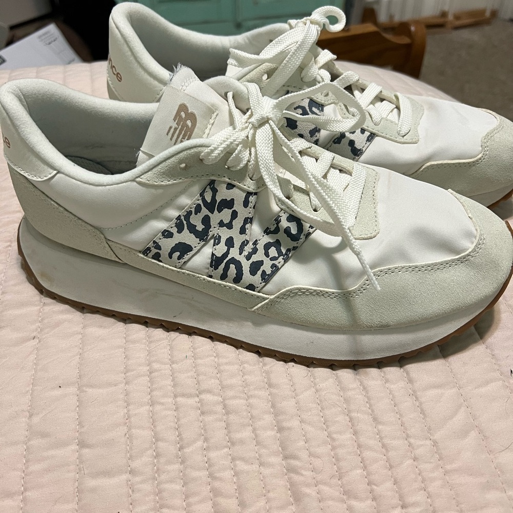 New Balance White Sneakers with Leopard Print